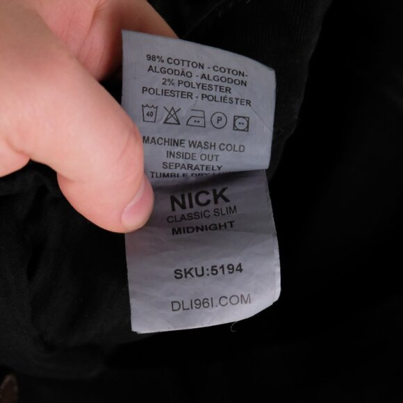 DL1961 Nick Jeans Mens 38 Black Classic Slim Fit Midnight Stretch Denim Pants - Picture 11 of 12